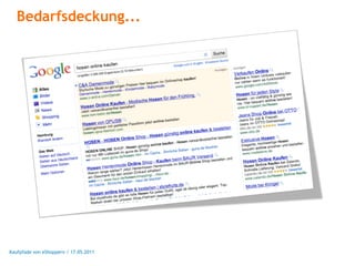 Bedarfsdeckung...




Kaufpfade von eShoppern / 17.05.2011
 