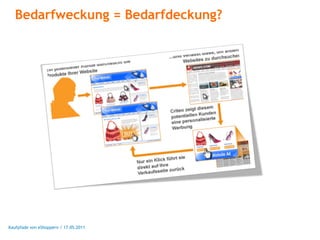 Bedarfweckung = Bedarfdeckung?




Kaufpfade von eShoppern / 17.05.2011
 