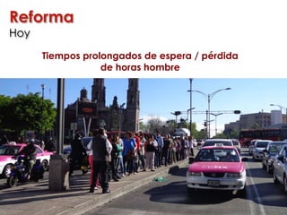 Reforma
Hoy
Tiempos prolongados de espera / pérdida
de horas hombre
 