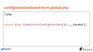 @asgrim
config/autoload/zend-form.global.php
<?php
return (new ZendFormConfigProvider())->__invoke();
 