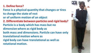 Two mark question and answer on Engineering Mechanics