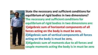 Two mark question and answer on Engineering Mechanics