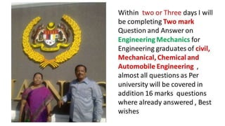 Two mark question and answer on Engineering Mechanics