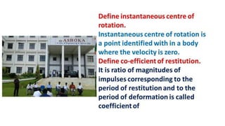 Two mark question and answer on Engineering Mechanics