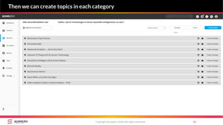 Copyright Scompler GmbH (all rights reserved) 31
Then we can create topics in each category
 