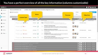 Copyright Scompler GmbH (all rights reserved) 43
You have a perfect overview of all the key information (columns customizable)
 