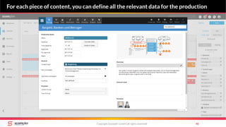 Copyright Scompler GmbH (all rights reserved) 48
For each piece of content, you can define all the relevant data for the production
 