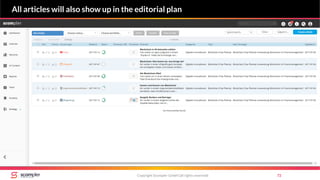 Copyright Scompler GmbH (all rights reserved) 72
All articles will also show up in the editorial plan
 