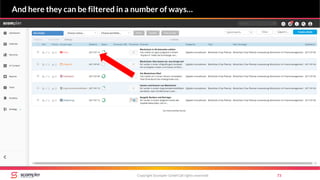 Copyright Scompler GmbH (all rights reserved) 73
And here they can be filtered in a number of ways…
 