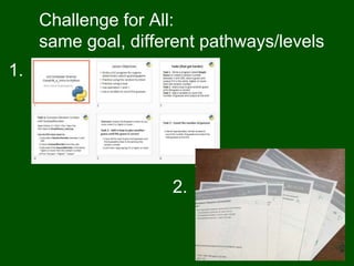 Challenge for All:
same goal, different pathways/levels
1.
2.
 