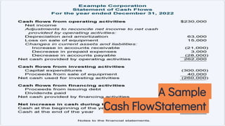A Sample
Cash FlowStatement
 
