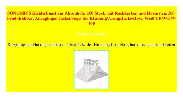 SONGMICS Kleiderbügel aus Ahornholz, 100 Stück, mit Rockkerben und H…