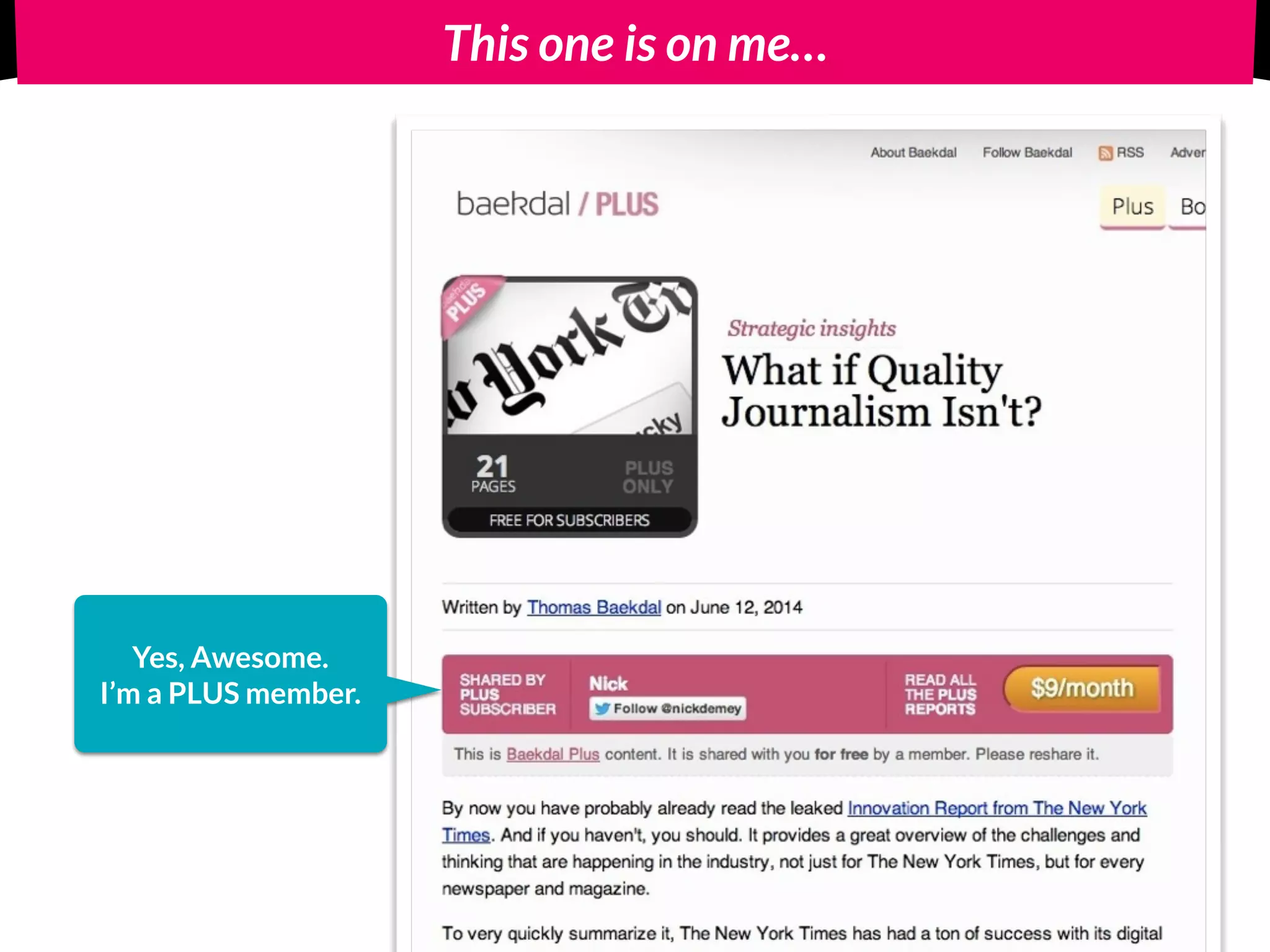 This one is on me…
Yes, Awesome.
I’m a PLUS member.
 