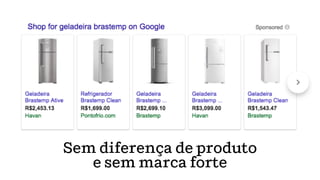 Sem diferença de produto
e sem marca forte
 