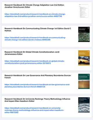 Research Handbook On Climate Disaster Law Barriers And Opportunities ...