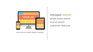 performances based display campaign
managed network
google display network
local ad-network
programatic display ad
 