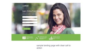 sample landing page with clear call to
action
 