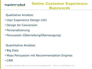 Eine Präsentation von Splendid Internet zum Thema "Online Customer Experience im E-Commerce"