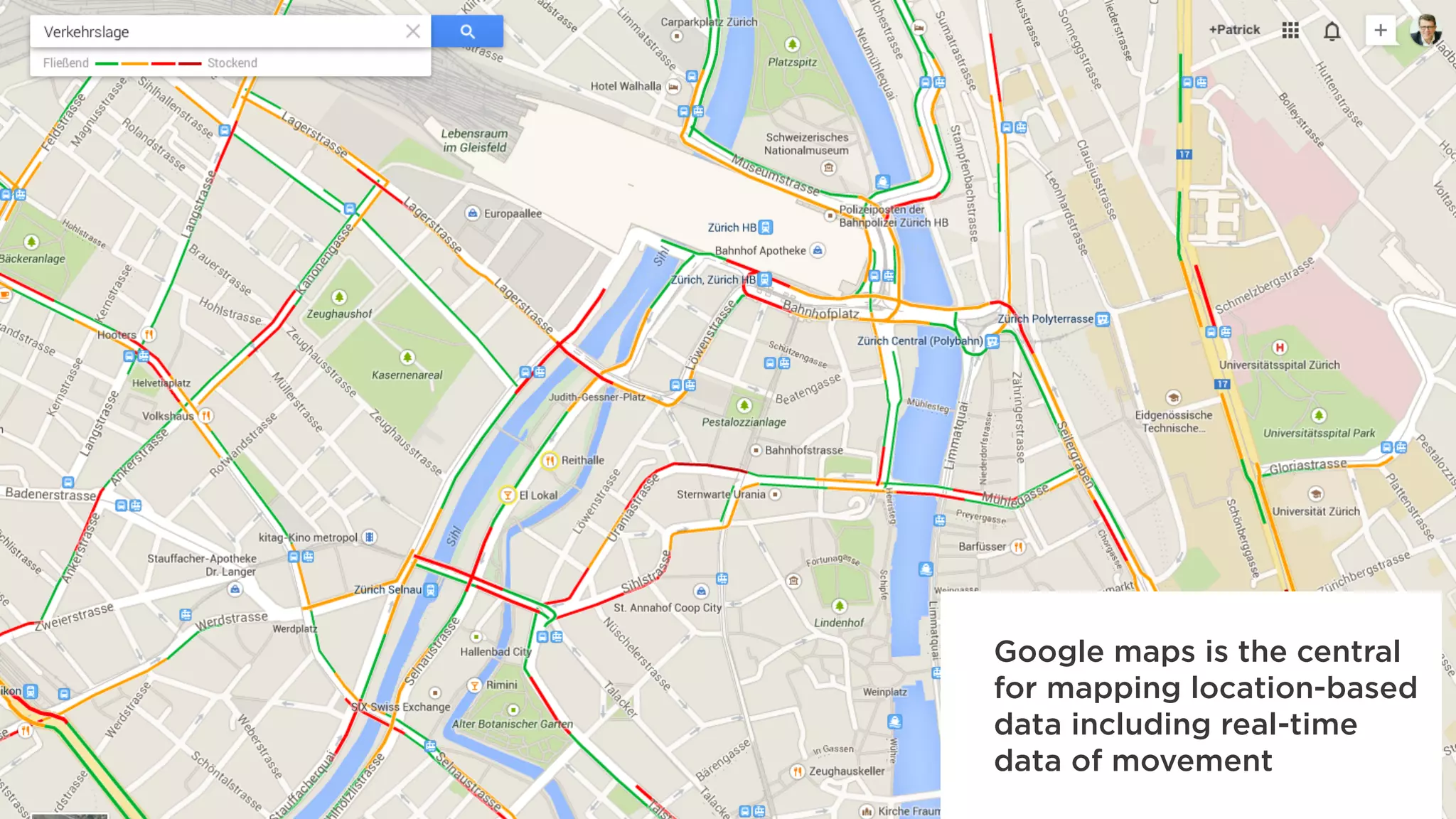 Google maps is the central
for mapping location-based
data including real-time
data of movement
 