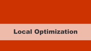 xxxxx @StoneyD
Local Optimization
 