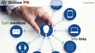 Online PR
Turn mentions
1 hour/month
into links
 