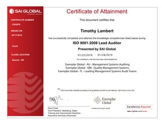 ISO 9001 Lead Auditor Certificate of Attainment | PPT