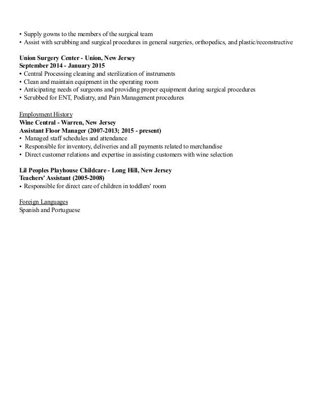 Updated Surgical Technologist Resume