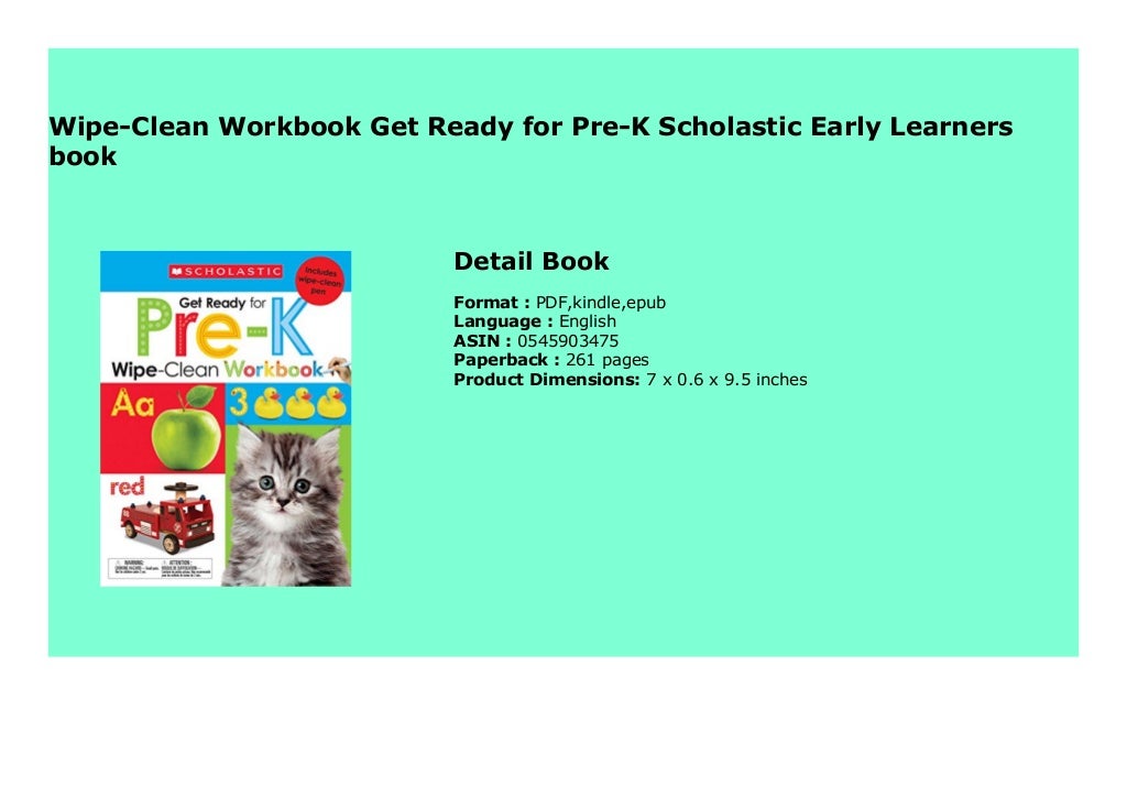 WipeClean Workbook Get Ready for PreK Scholastic Early Learners book 918