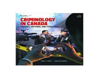 Criminology In Canada Theories Patterns And Typologies PDF