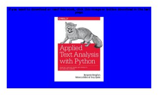 Applied Text Analysis with Python Enabling Language-Aware Data Products ...