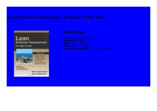Lean Software Development An Agile Toolkit book 623