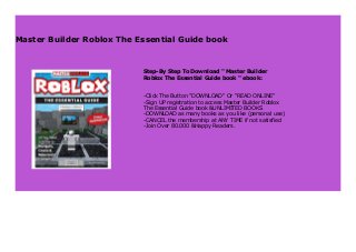 Download Ebook Master Builder Roblox For Ipad