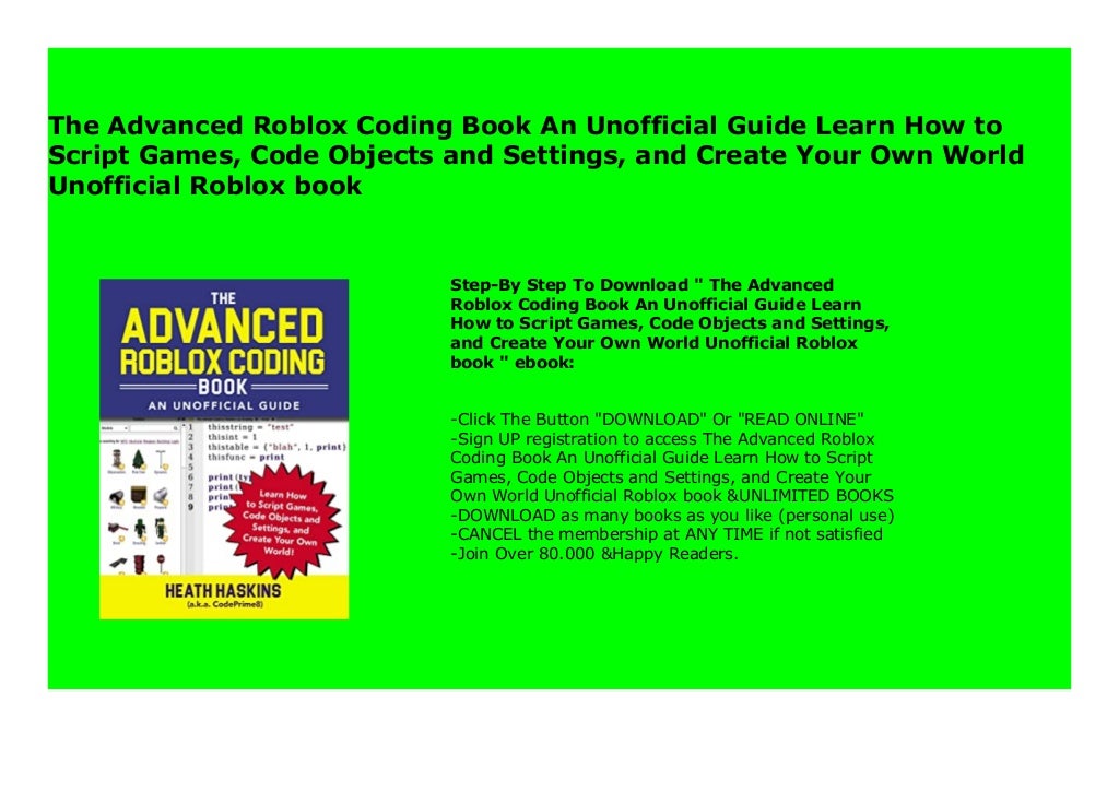The Advanced Roblox Coding Book An Unofficial Guide Learn How to Script ...