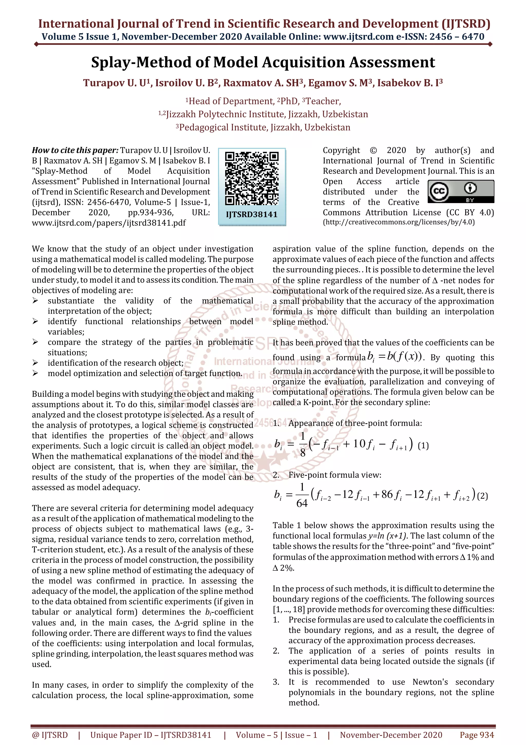 Splay Method of Model Acquisition Assessment