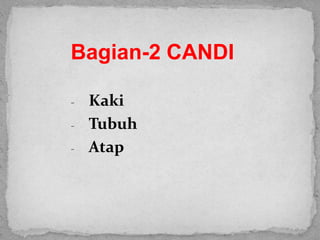 Bagian-2 CANDI
- Kaki
- Tubuh
- Atap
 
