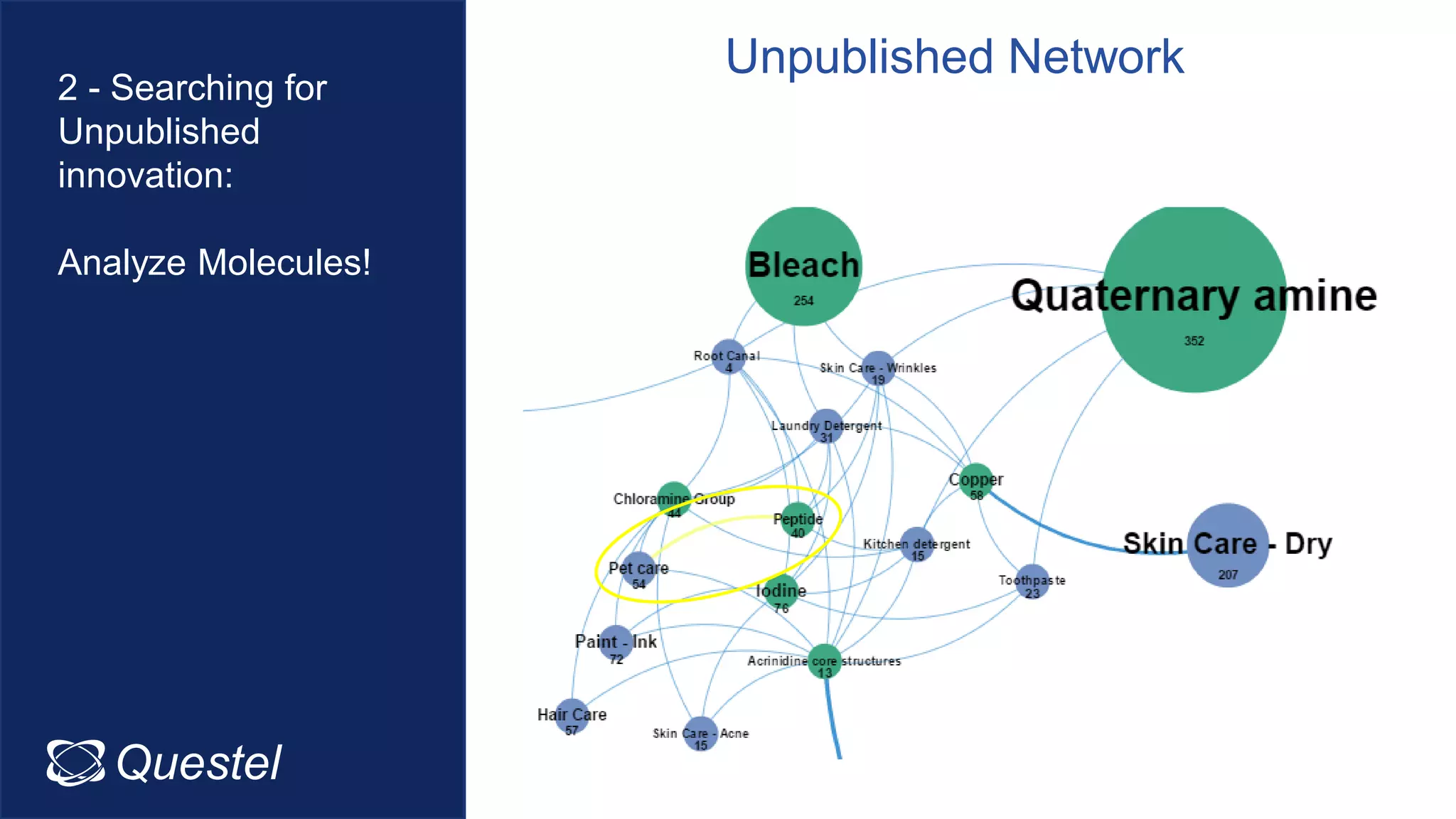 Questel Intellixir
2 - Searching for
Unpublished
innovation:
Analyze Molecules!
Unpublished Network
 