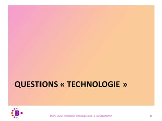 QUESTIONS « TECHNOLOGIE »
25EFAP | cours « Introduction technologies web » | cours 16/10/2017
 