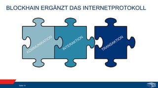 BLOCKHAIN ERGÄNZT DAS INTERNETPROTOKOLL
Seite 13
 