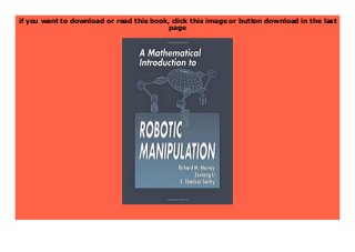 mathematical introduction to robotic manipulation