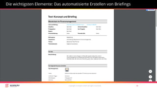 Copyright Scompler GmbH (all rights reserved) 39
Die wichtigsten Elemente: Das automatisierte Erstellen von Briefings
 