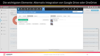 Copyright Scompler GmbH (all rights reserved) 43
Die wichtigsten Elemente: Alternativ Integration von Google Drive oder OneDrive
 
