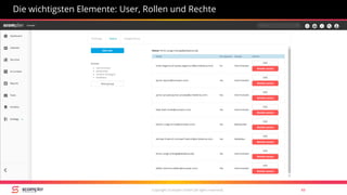 Copyright Scompler GmbH (all rights reserved) 49
Die wichtigsten Elemente: User, Rollen und Rechte
 