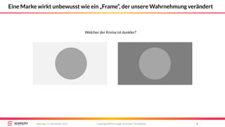 Copyright Mirko Lange, Scompler / Scribbleive 6Samstag, 11. November 2017
Eine Marke wirkt unbewusst wie ein „Frame“, der unsere Wahrnehmung verändert
Welcher der Kreise ist dunkler?
 