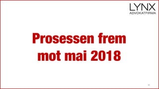 Prosessen frem
mot mai 2018
30
 
