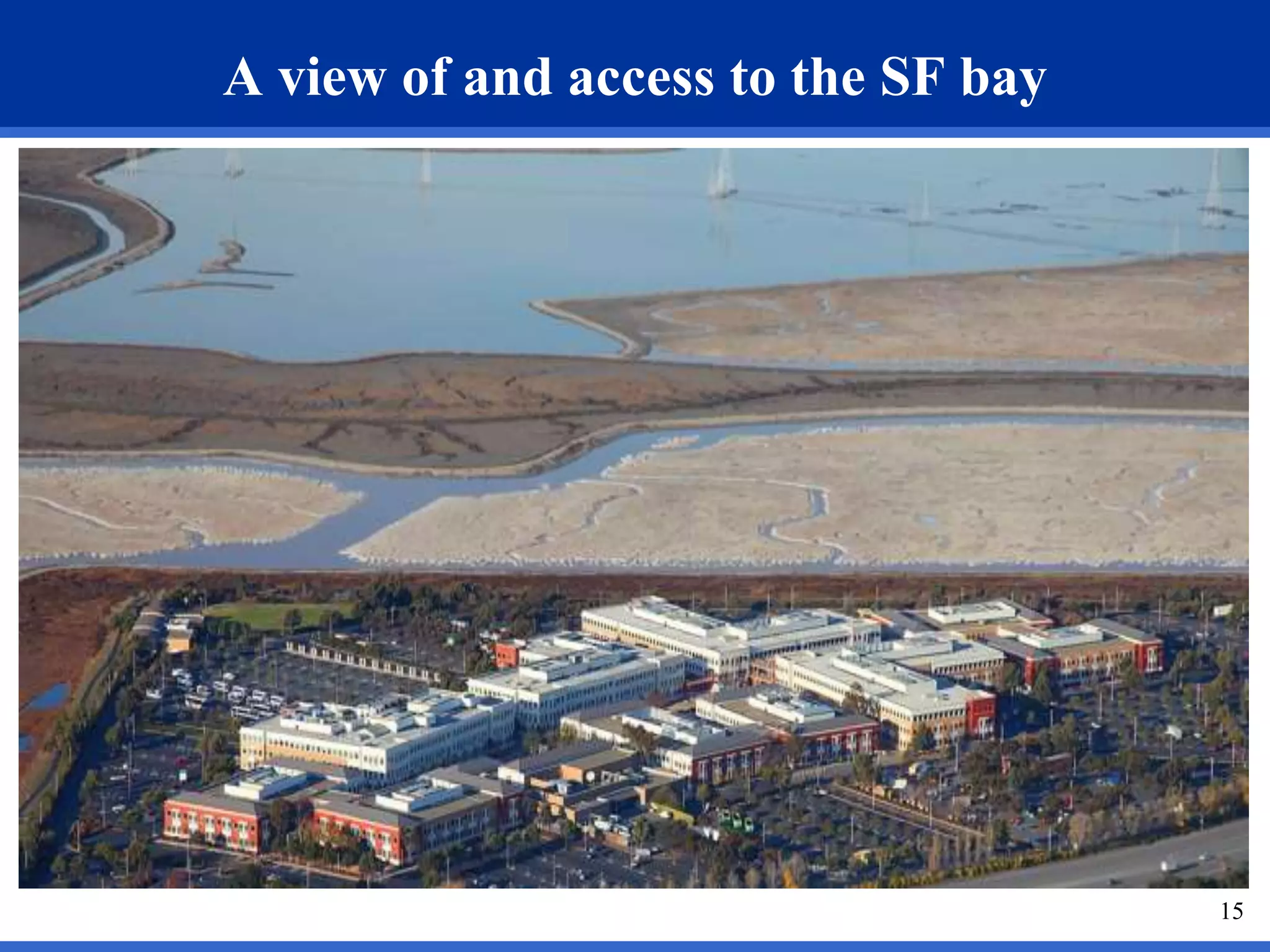15 
A view of and access to the SF bay 
 