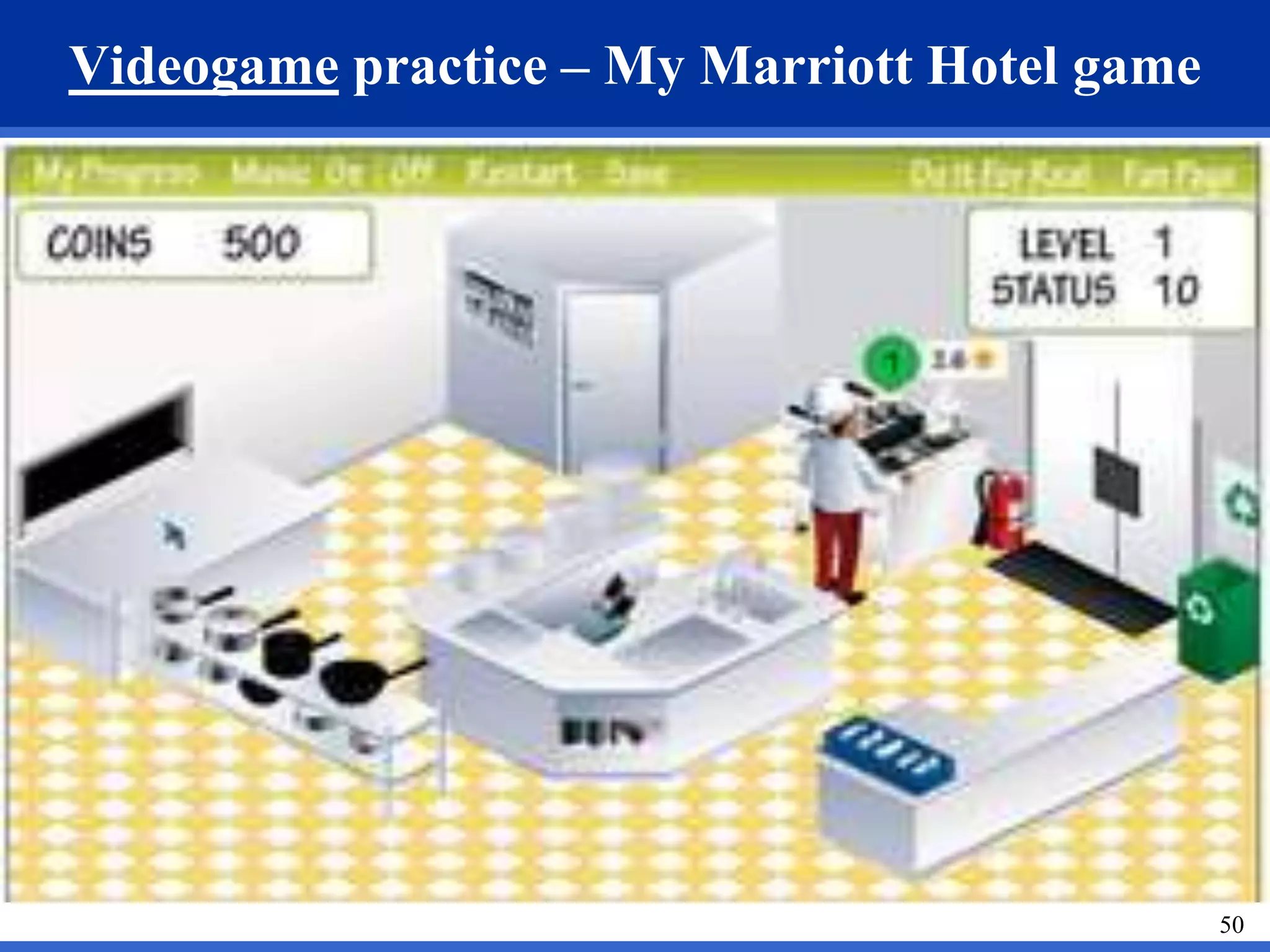 50 
Videogame practice – My Marriott Hotel game 
 