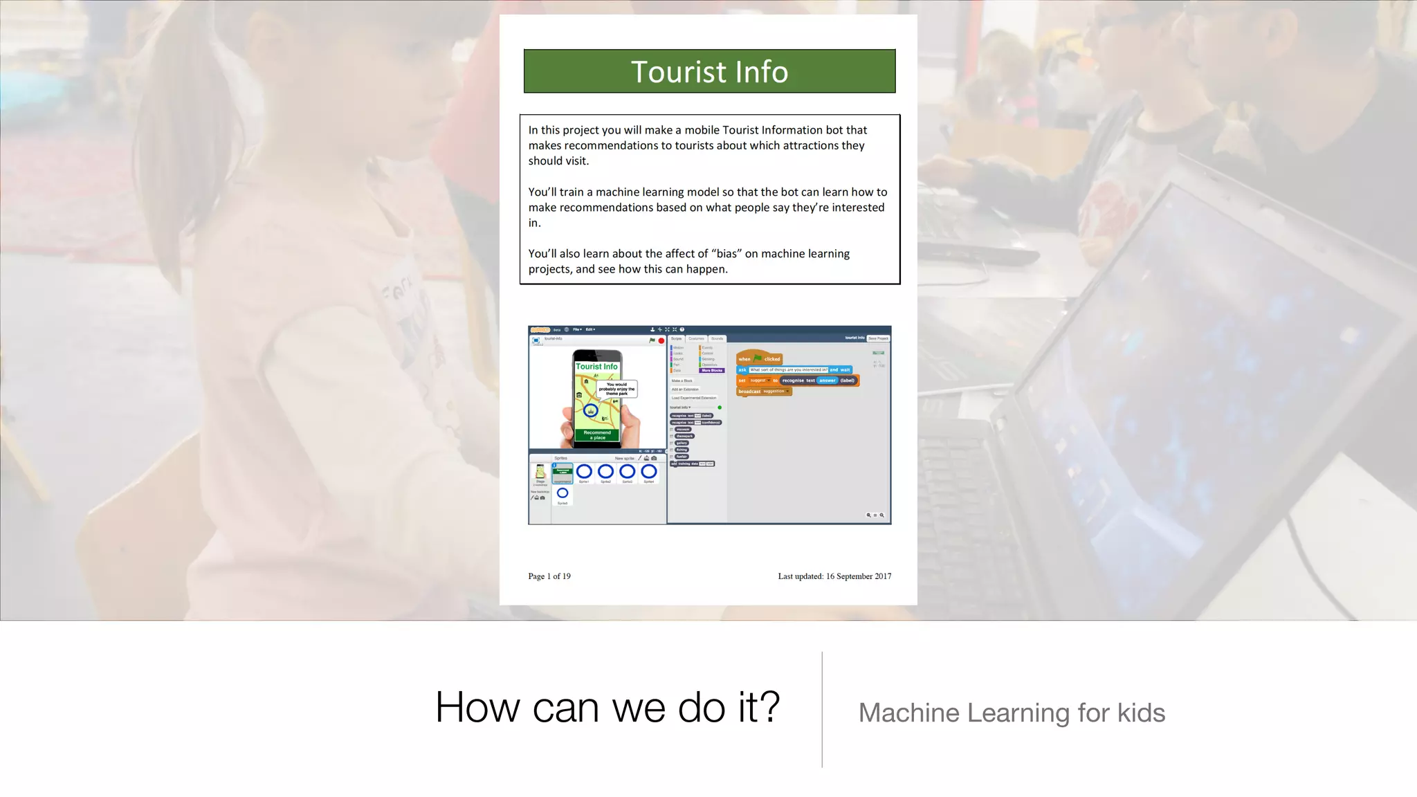 Machine Learning for kidsHow can we do it?
 