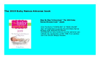 the 2019 baby names almanac
