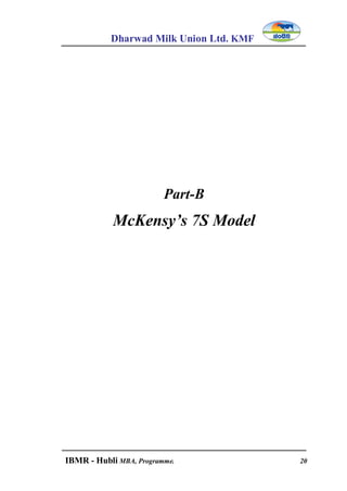 Dharwad Milk Union Ltd. KMF
IBMR - Hubli MBA, Programme. 20
Part-B
McKensy’s 7S Model
 
