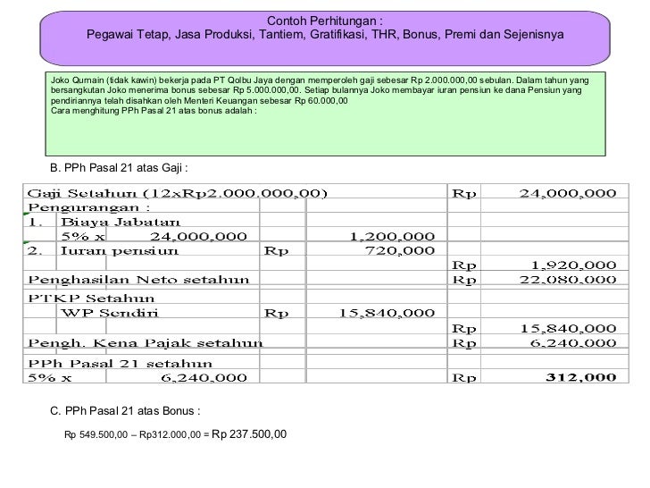 Contoh Perhitungan Pph Pasal 21 Atas Bonus